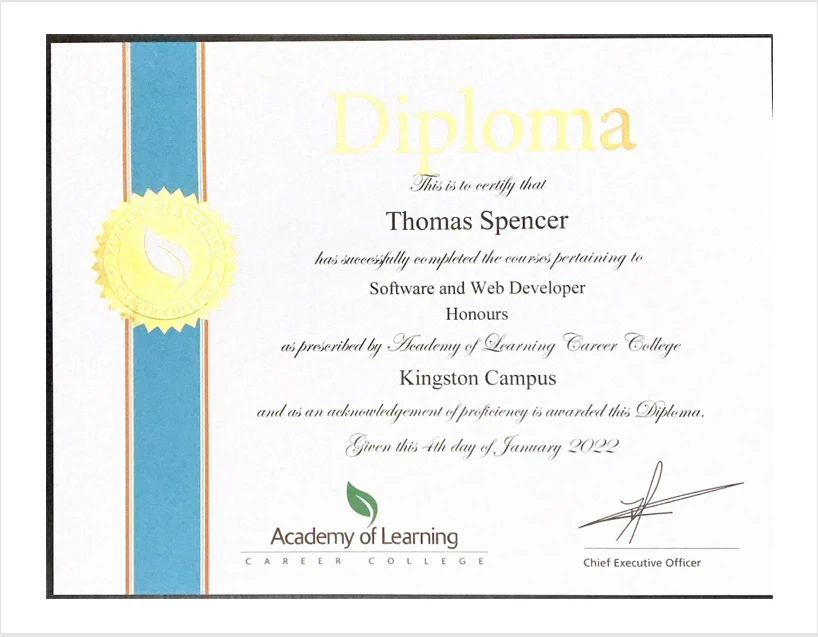 Academy of Learning Diploma